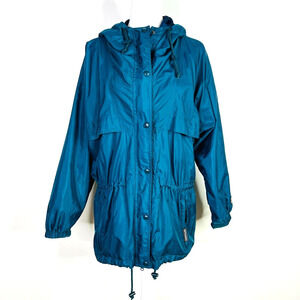 Helly‎ Hanson HH Packable Hooded Jacket Teal Blue Full Zip Windbreaker Sz L